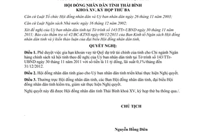 Nghị quyết 32/NQ-HĐND năm 2011 gia hạn khoản vay từ Quỹ dự trữ tài chính tỉnh