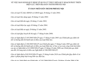 Quyết định 38/2011/QĐ-UBND Quy định quản lý thực hiện Quy hoạch phát triển điện