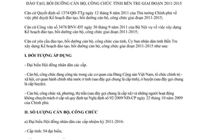 Kế hoạch 5785/KH-UBND 2011 đào tạo bồi dưỡng cán bộ công chức Bến Tre 2011-2015