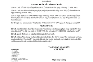 Quyết định 2003/QĐ-UBND năm 2011 danh mục văn bản hết hiệu lực Yên Bái