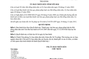 Quyết định 1999/QĐ-UBND năm 2011 danh mục văn bản hết hiệu lực Yên Bái