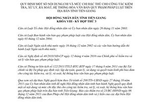 Nghị quyết 20/2011/NQ-HĐND mức chi công tác kiểm tra văn bản Tiền Giang