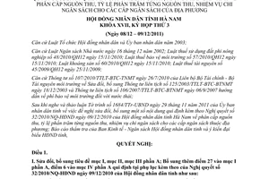 Nghị quyết 20/2011/NQ-HĐND sửa đổi Nghị quyết 32/2010/NQ-HĐND phân cấp nguồn thu