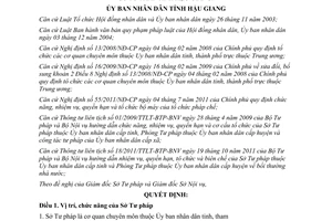 Quyết định 42/2011/QĐ-UBND cơ cấu tổ chức bộ máy Sở Tư pháp Hậu Giang