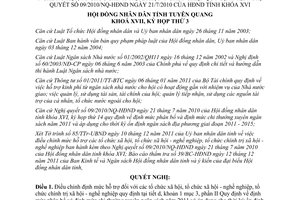 Nghị quyết 35/2011/NQ-HĐND điều chỉnh mức hỗ trợ tổ chức xã hội tỉnh Tuyên Quang