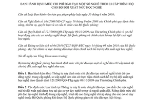 Thông tư 214/2011/TT-BQP định mức chi phí đào tạo nghề theo 03 cấp trình độ