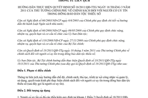 Thông tư liên tịch 05/2011/TTLT-UBDT-BTC hướng dẫn thực hiện Quyết định 18