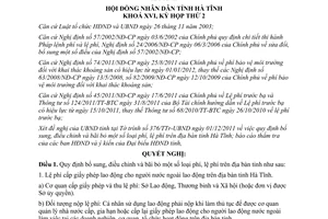 Nghị quyết 24/2011/NQ-HĐND bổ sung phí lệ phí trên địa bàn tỉnh Hà Tĩnh