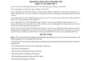 Nghị quyết 38/2011/NQ-HĐND phụ cấp cho những người hoạt động không chuyên trách Phú Yên