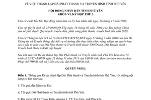 Nghị quyết 37/NQ-HĐND năm 2011 thành lập Đài Phát thanh Truyền hình tỉnh Phú Yên