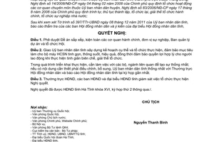 Nghị quyết 26/2011/NQ-HĐND phê duyệt Đề án sắp xếp kiện toàn cơ quan hành chính