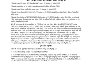 Quyết định 69/2011/QĐ-UBND thành lập Quỹ Bảo vệ và phát triển rừng tỉnh Nghệ An