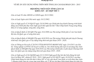 Nghị quyết 31/2011/NQ-HĐND Đề án xây dựng nông thôn mới Lào Cai 2011 - 2015