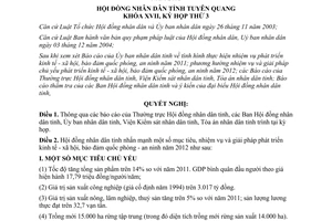 Nghị quyết 39/2011/NQ-HĐND phát triển kinh tế xã hội quốc phòng an ninh Tuyên Quang