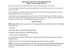 Nghị quyết 22/2011/NQ-HĐND mức thu phí giấy phép kinh doanh vận tải Bình Phước