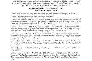 Nghị quyết 39/2011/NQ-HĐND mức thu, chế độ quản lý, sử dụng lệ phí