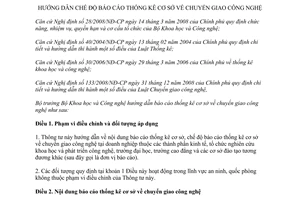 Thông tư 35/2011/TT-BKHCN hướng dẫn Chế độ báo cáo thống kê cơ sở chuyển giao