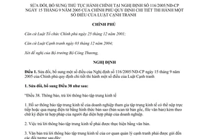 Nghị định 119/2011/NĐ-CP sửa đổi thủ tục hành chính tại Nghị định 116/2005/NĐ-CP