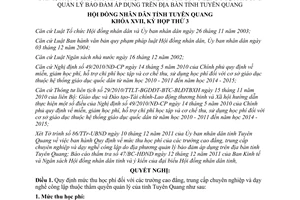 Nghị quyết 43/2011/NQ-HĐND quy định mức thu học phí trường cao đẳng Tuyên Quang