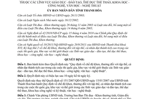 Quyết định 4224/2011/QĐ-UBND khen thưởng tập thể cá nhân thành tích thi quốc gia Thanh Hóa 2011