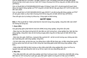 Quyết định 3119/QĐ-BNN-KHCN Đề án giảm phát thải khí nhà kính trong nông nghiệp