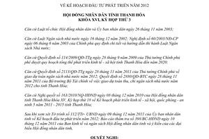 Nghị quyết 16/2011/NQ-HĐND thông qua kế hoạch đầu tư phát triển 2012 Thanh Hóa