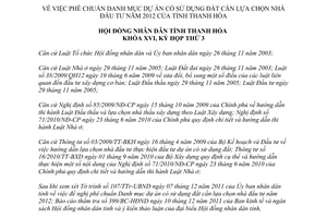 Nghị quyết 26/2011/NQ-HĐND danh mục dự án có sử dụng đất cần lựa chọn nhà đầu tư 2012 Thanh Hóa