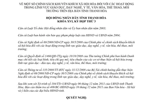 Nghị quyết 23/2011/NQ-HĐND chính sách khuyến khích xã hội hóa giáo dục y tế văn hóa Thanh Hóa
