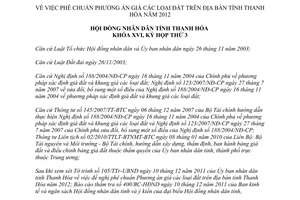 Nghị quyết 19/2011/NQ-HĐND phê chuẩn Phương án giá đất 2012 Thanh Hóa