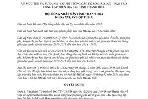 Nghị quyết 25/2011/NQ-HĐND mức thu sử dụng học phí cơ sở giáo dục Thanh Hóa