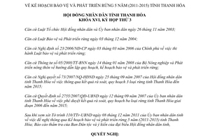 Nghị quyết 21/2011/NQ-HĐND Kế hoạch Bảo vệ Phát triển rừng Thanh Hóa 2011 2015 2011