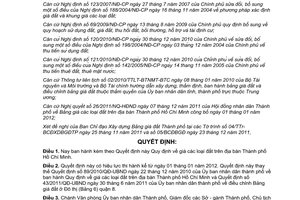 Quyết định 82/2011/QĐ-UBND giá đất trên địa bàn thành phố Hồ Chí Minh