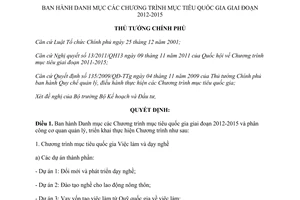 Quyết định 2406/QĐ-TTg Danh mục Chương trình mục tiêu quốc gia