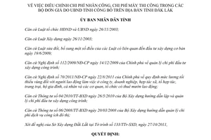 Quyết định 41/2011/QĐ-UBND điều chỉnh chi phí nhân công, máy thi công