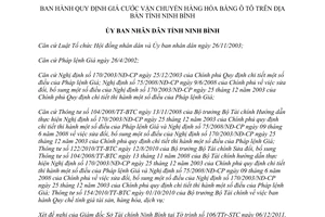 Quyết định 26/2011/QĐ-UBND quy định giá cước vận chuyển hàng hóa bằng ô tô trên