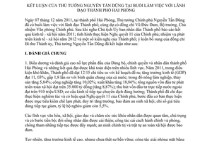 Thông báo 304/TB-VPCP kết luận Thủ tướng Nguyễn Tấn Dũng