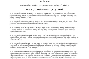 Quyết định 782/QĐ-TCDN năm 2011 chương trình dạy nghề trình độ sơ cấp Tổng Cục dạy nghề