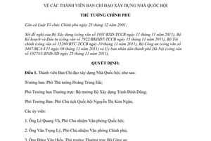 Quyết định 2410/QĐ-TTg thành viên Ban Chỉ đạo xây dựng Nhà Quốc hội