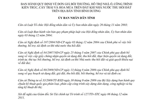 Quyết định 58/2011/QĐ-UBND Quy định đơn giá bồi thường, hỗ trợ nhà ở, công trình