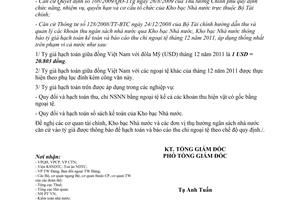 Thông báo 2295/TB-KBNN tỷ giá hạch toán ngoại tệ tháng 12 năm 2011