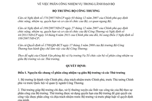 Quyết định 6300/QĐ-BCT năm 2011 phân công nhiệm vụ trong lãnh đạo Bộ Công thương