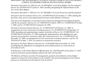 Circular No. 172/2011/TT-BTC providing the management, payment and settlement