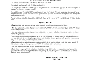 Quyết định 2664/2011/QĐ-UBND Ban hành mức tặng quà chúc thọ mừng thọ người cao tuổi Hà Giang