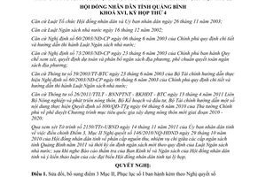 Nghị quyết 22/2011/NQ-HĐND điều chỉnh Nghị quyết 146/2010/NQ-HĐND Quảng Bình