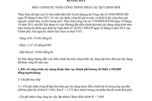 Hướng dẫn 614/HD-SXD điều chỉnh dự toán công trình theo quy định mới