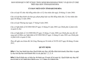 Quyết định 38/2011/QĐ-UBND Quy chế đấu thầu kinh doanh, khai thác và quản lý