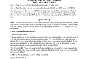 Nghị quyết 28/2011/NQ-HĐND nhiệm vụ phát triển kinh tế xã hội 2012 Lâm Đồng