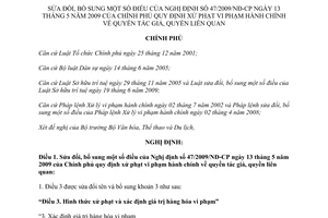 Nghị định 109/2011/NĐ-CP sửa đổi Nghị định 47/2009/NĐ-CP xử phạt vi phạt