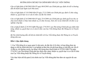 Thông tư 188/2011/TT-BTC  chế độ tài chính đối với Cục Viễn thông