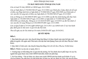 Quyết định 4185/QĐ-UBND đơn giá cước vận chuyển bằng ô tô thanh toán từ ngân sách Quảng Nam 2011